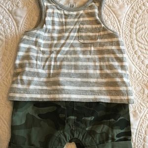 Gap gray & camo tank onesie. 0-3 months
